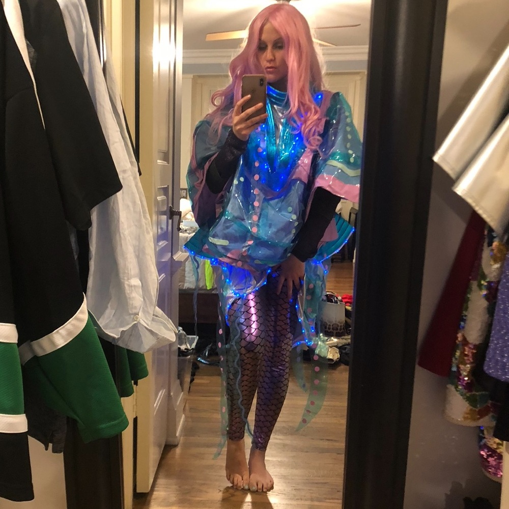 JELLYFISH CUSTOM HALLOWEEN COSTUME ADULT MEDIUM AWARD WINNER! 3PC! BLOW UP SEA - Picture 7 of 17